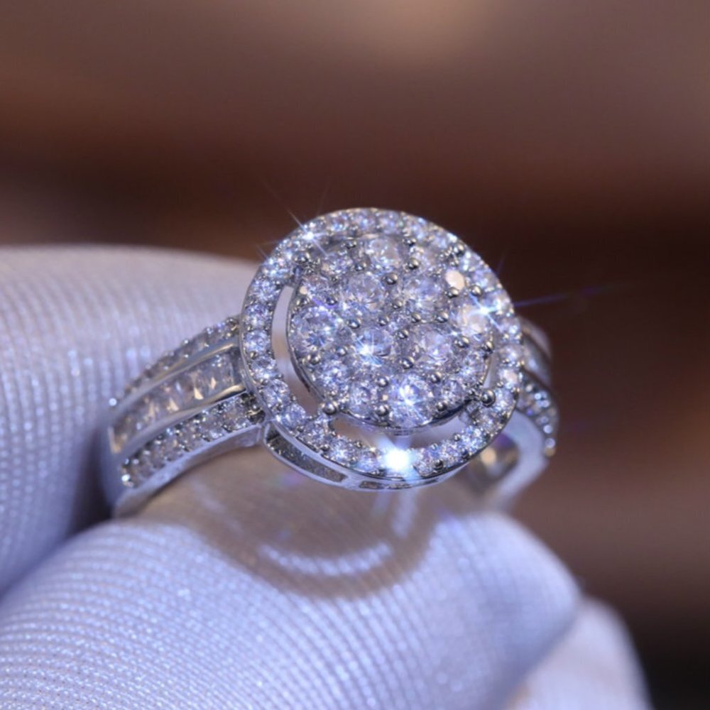 💞 Three Layer Super Big Round Luxury Wedding Rings for Women, PD154